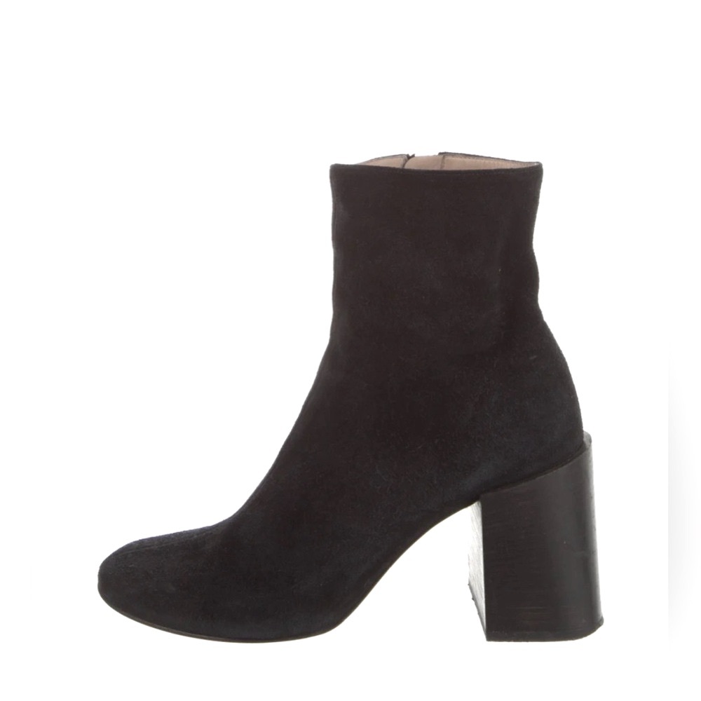 Acne Studios Suede Ankle Boots Chunky Block Heel Black EU Size 38 = US 7.5